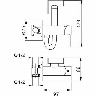 Гигиенический душ со смесителем CeramaLux KBS/008 оружейная сталь